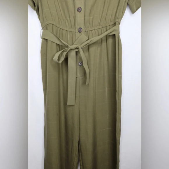Madewell Olive Green Short Sleeved Belted Jumpsuit - Picture 6 of 11